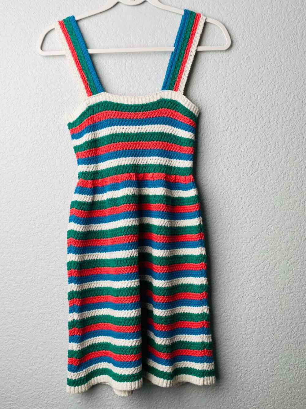 ZARA NWT Striped Knit Crochet Dress Summer Multi Color Strappy Beach | Small - Picture 4 of 5